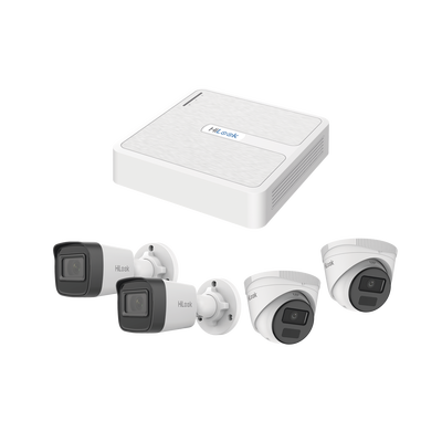 Kit IP 2 Megapixel / NVR de 8 Canales con 8 Puertos PoE / 2 Cámaras IP Bala para Exterior / 2 Cámaras IP Domo para Exterior